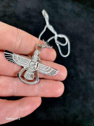 پلاک و زنجیر فروهر گردنبندمردانه استیل رنگثابت کد۱۶۳